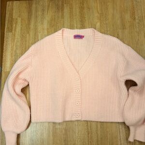 Edikted Light Pink Ribbed Cardigan